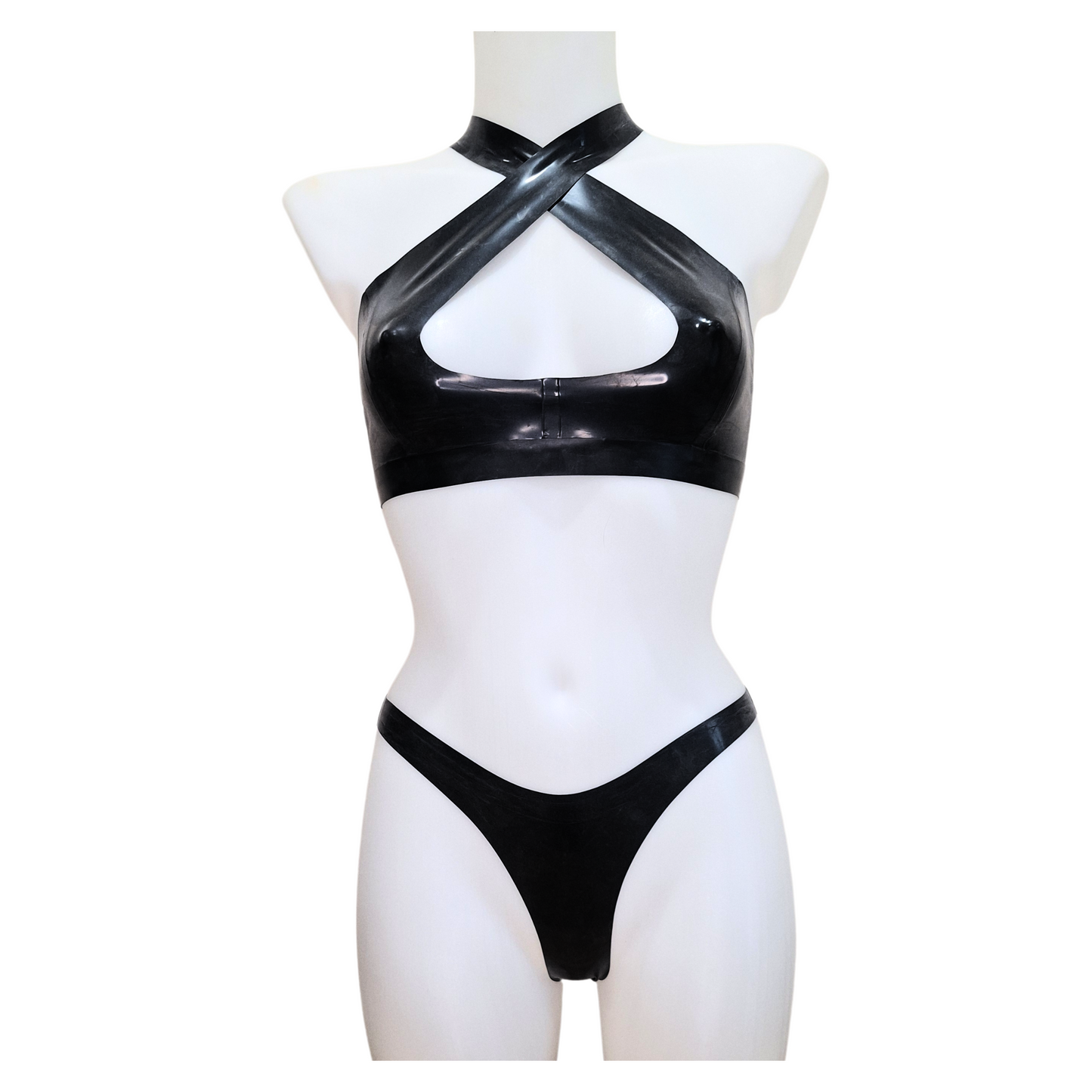 Latex Cross Front Crop Top