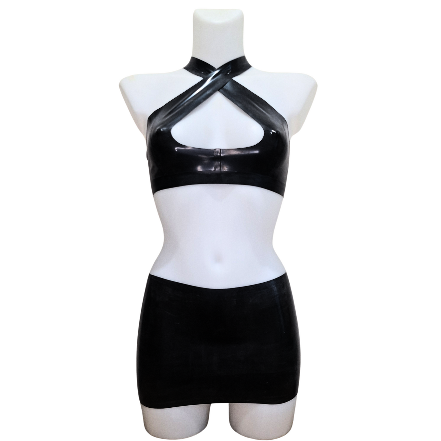 Latex Cross Front Crop Top