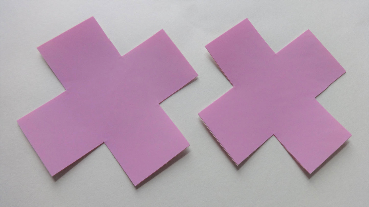 Lilac Latex Cross X Nipple Pasties Rubber Pasties