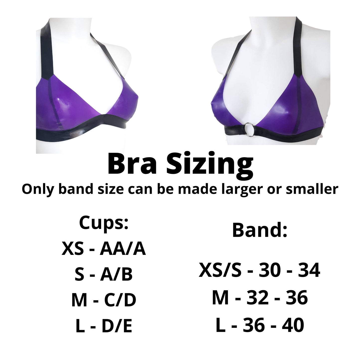 Colour Change Purple/Blue Purple Latex O Ring Bralette Soft Bra Top Rubber Bra