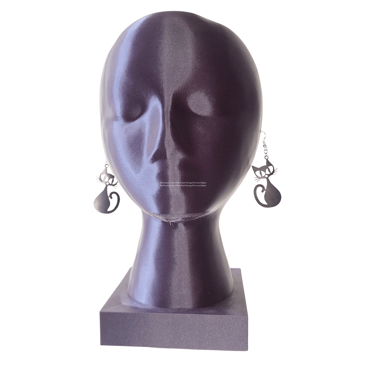Black Lasercut Latex Cat Earrings