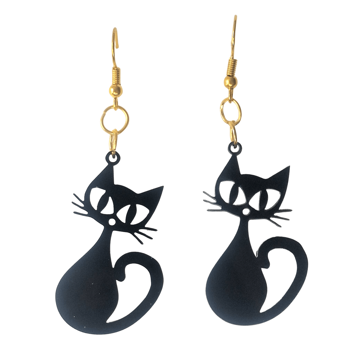 Black Lasercut Latex Cat Earrings