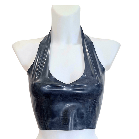 Latex Halter Neck Crop Top - Solid Latex Colours