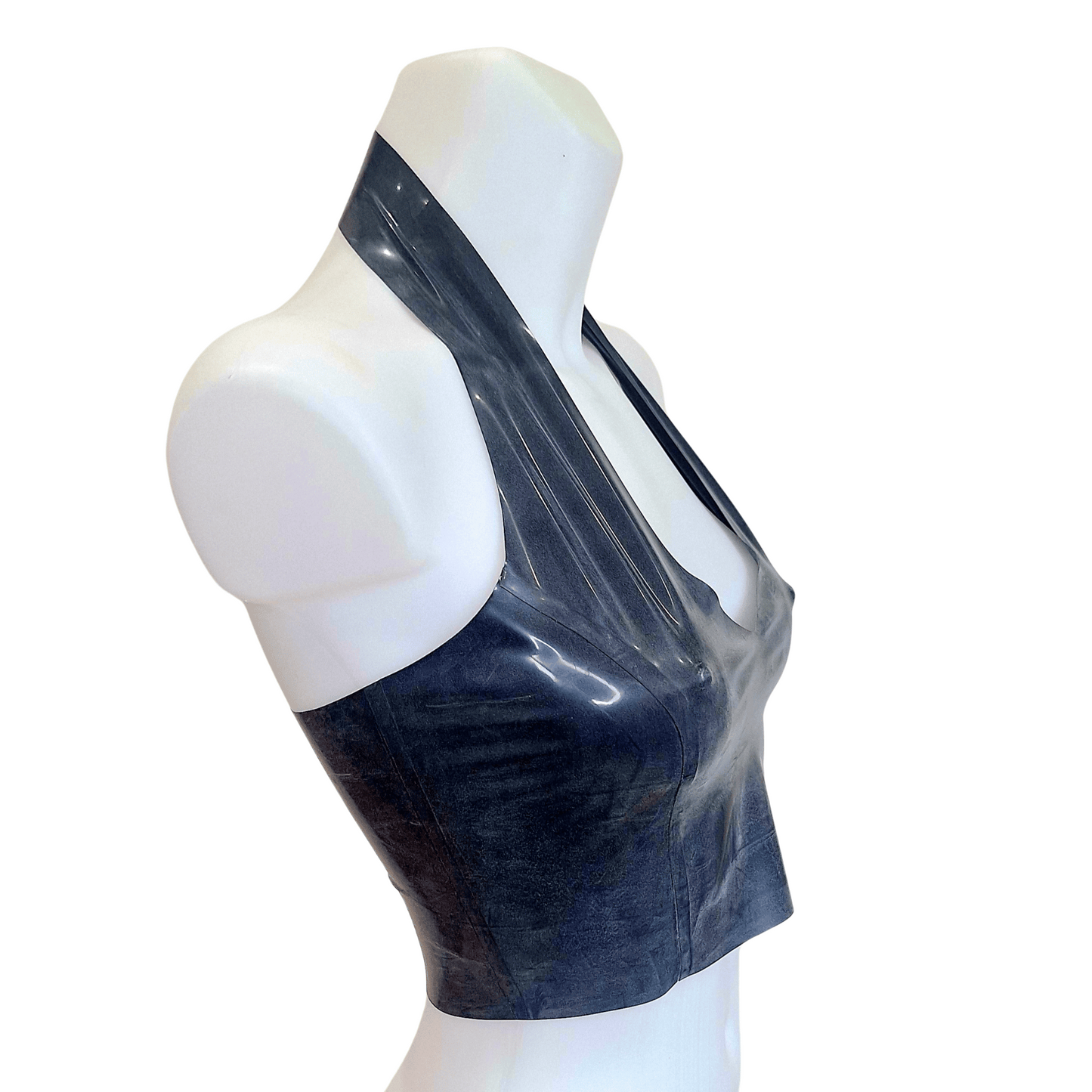 Latex Halter Neck Crop Top - Solid Latex Colours