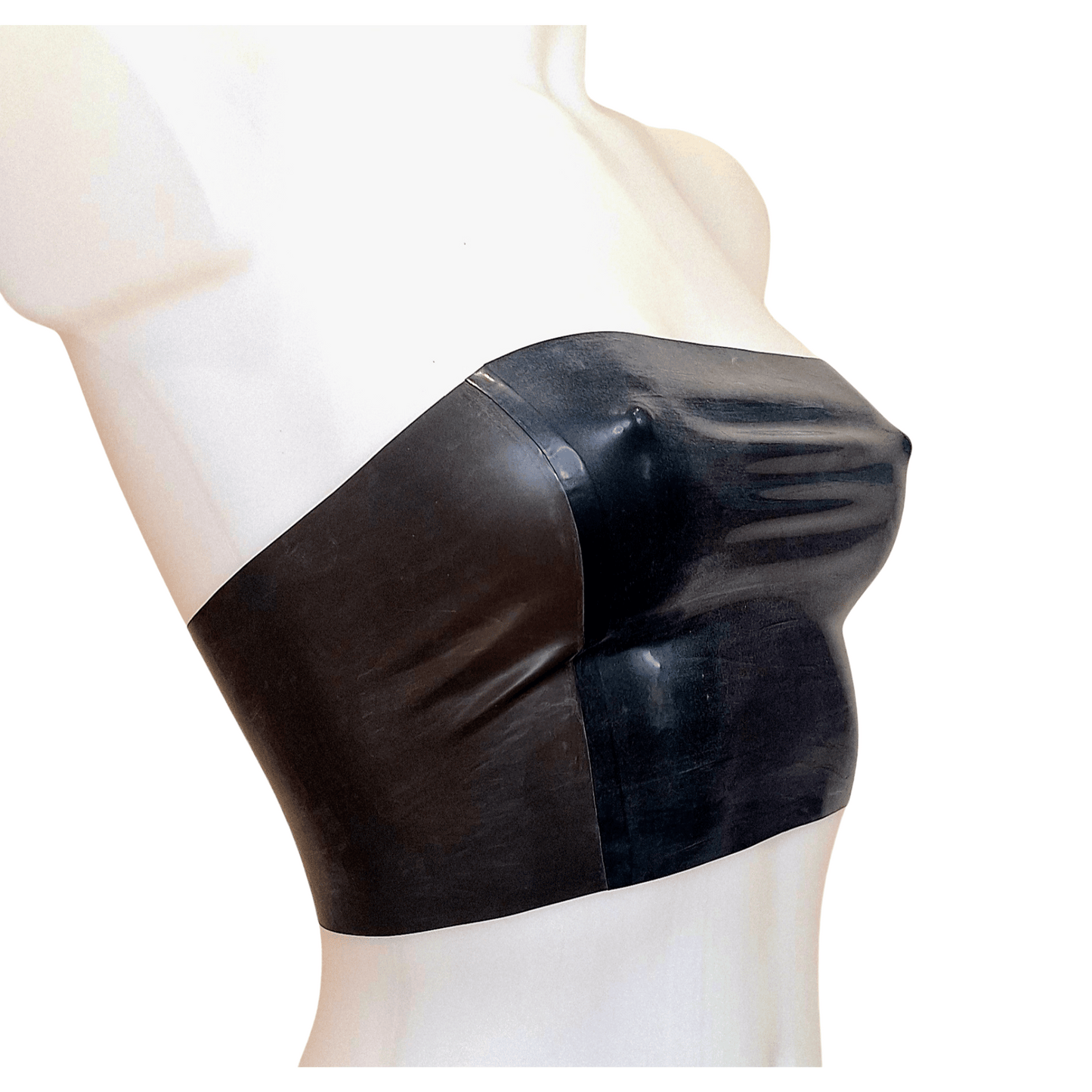 Two Colour Strapless Bandeau Latex Crop Top