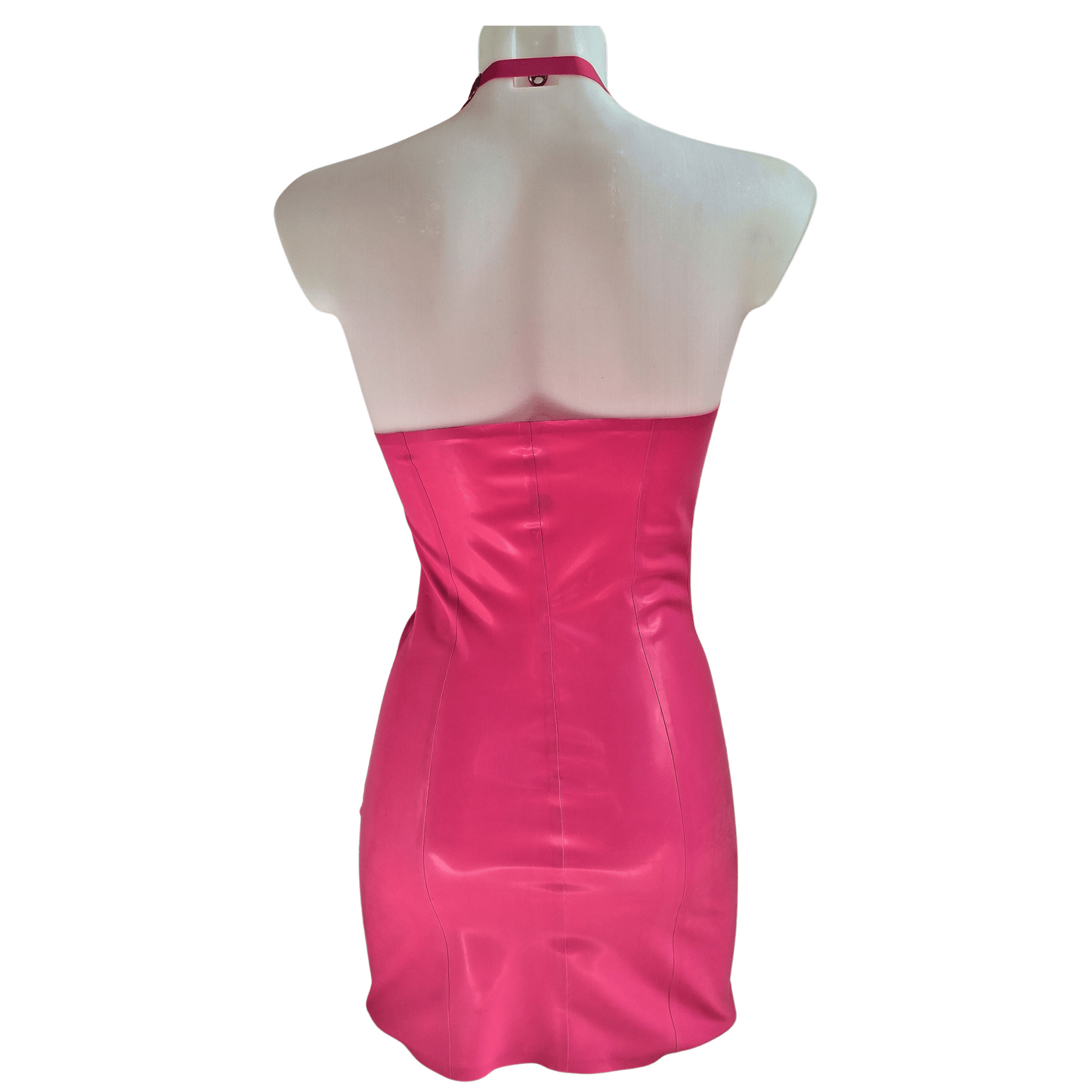 Halter Neck Adjustable Strap Latex Mini Dress