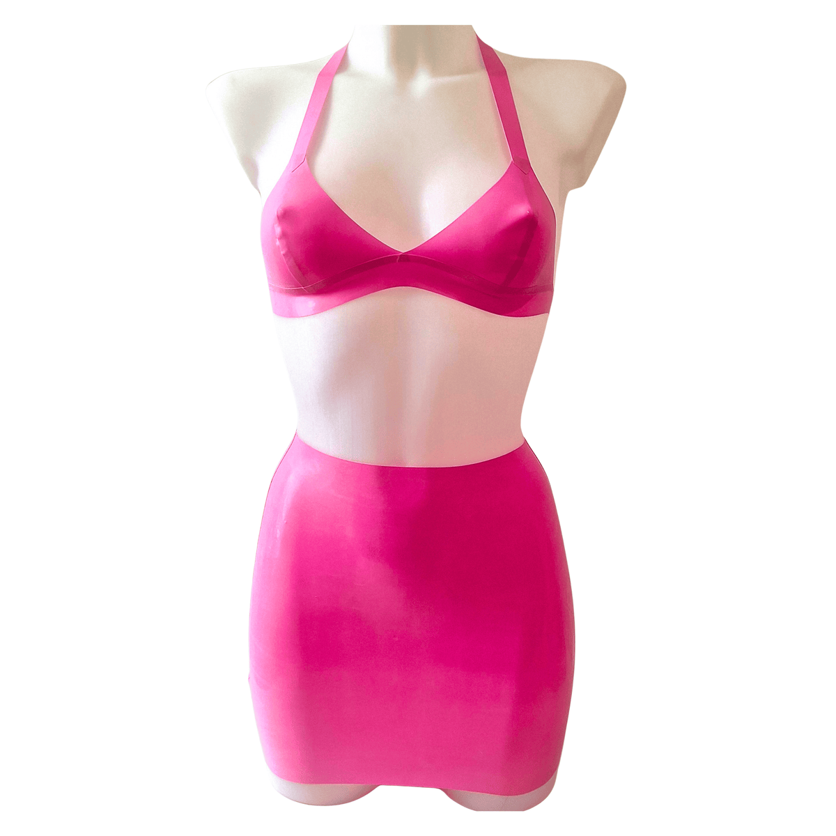 Bubblegum Pink Latex Bikini Bralette - S & M