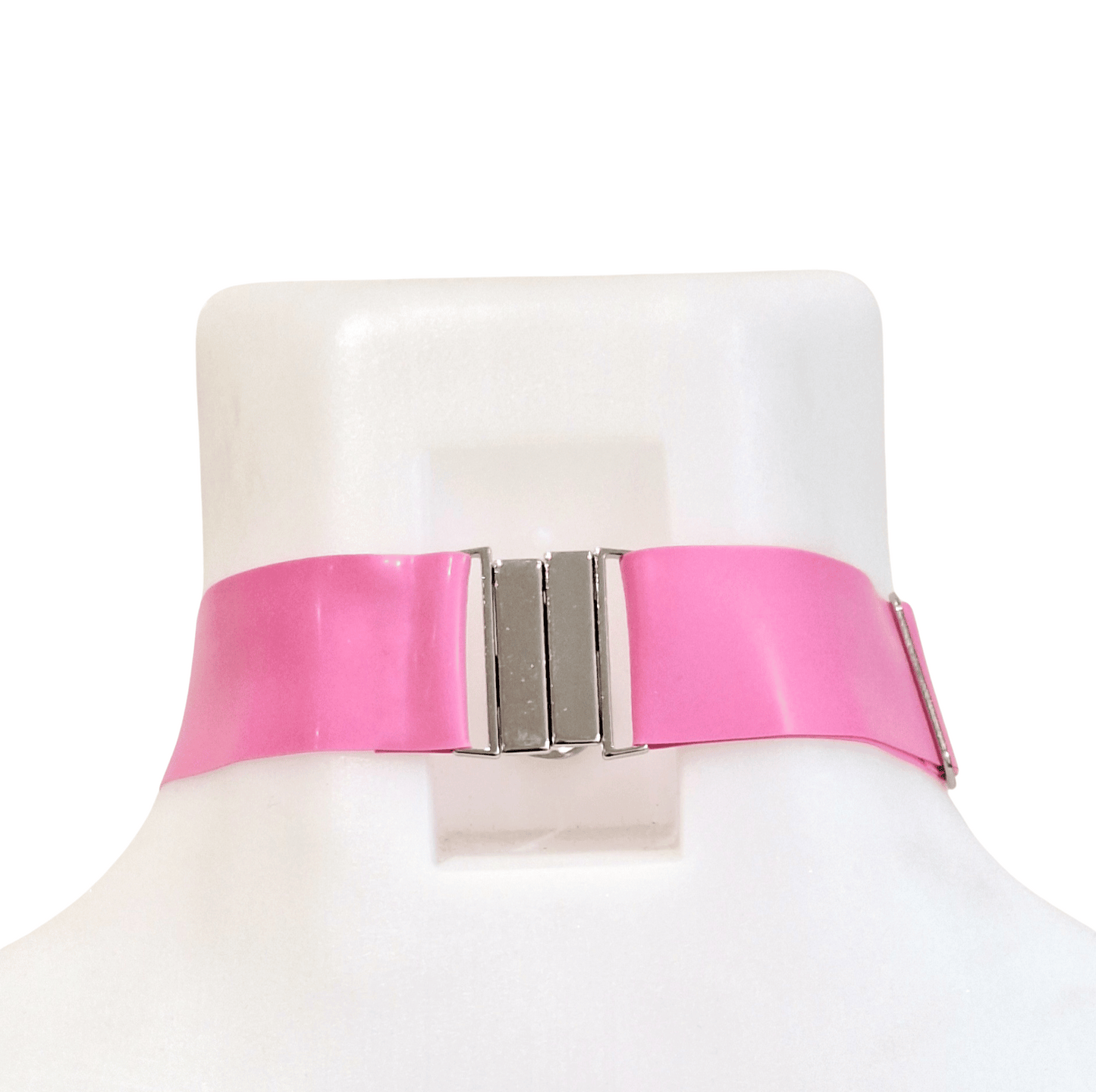 Bubblegum Pink Latex Plain Choker - Adjustable