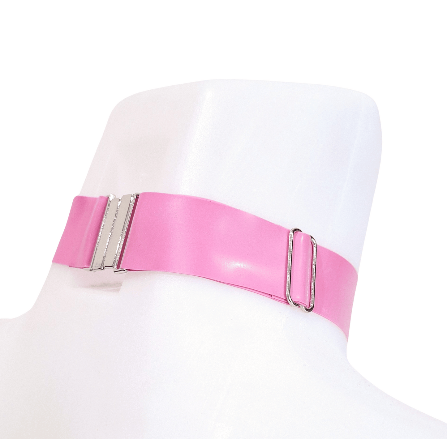 Bubblegum Pink Latex Plain Choker - Adjustable