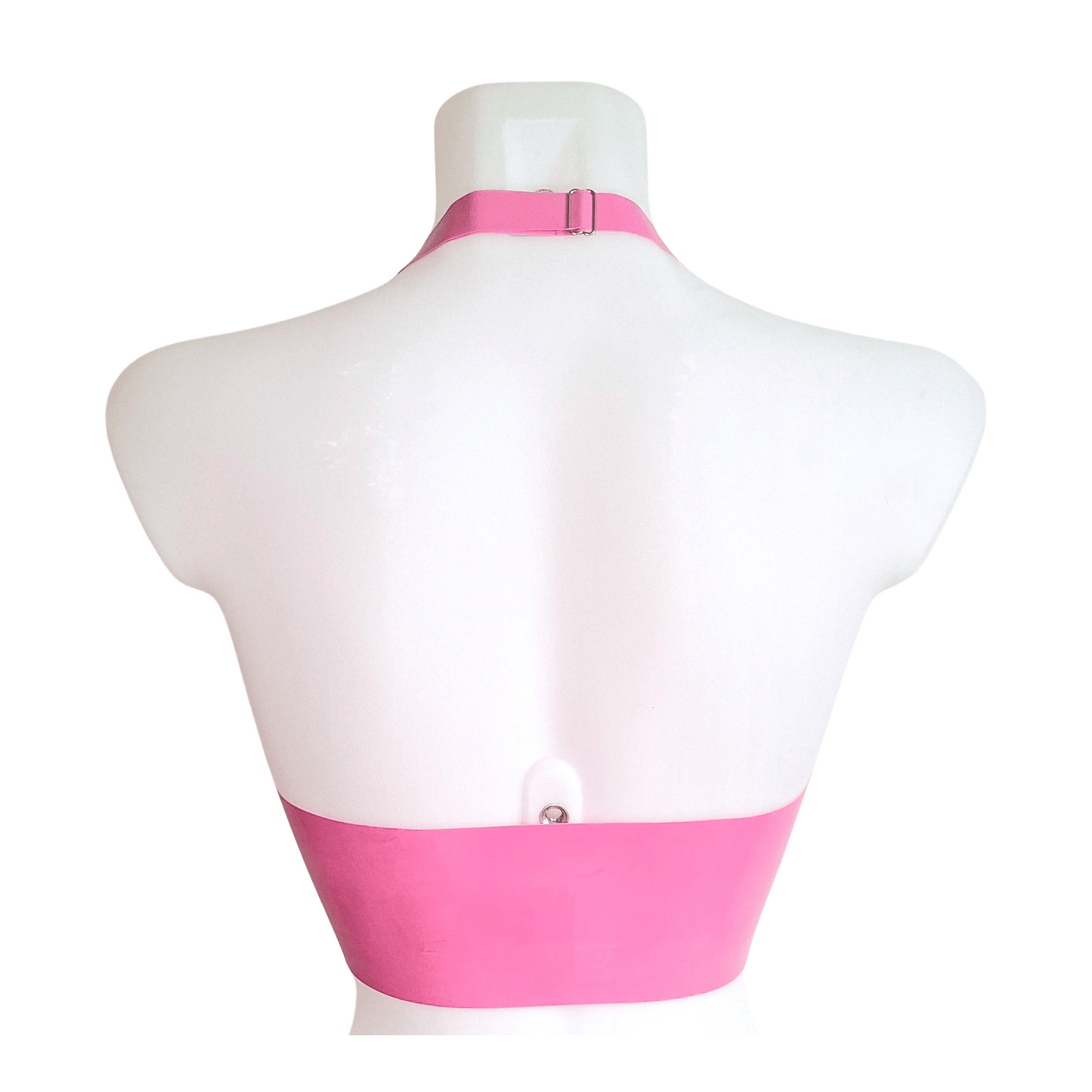 Bubblegum Pink Longline Latex Bra Top - Pull On