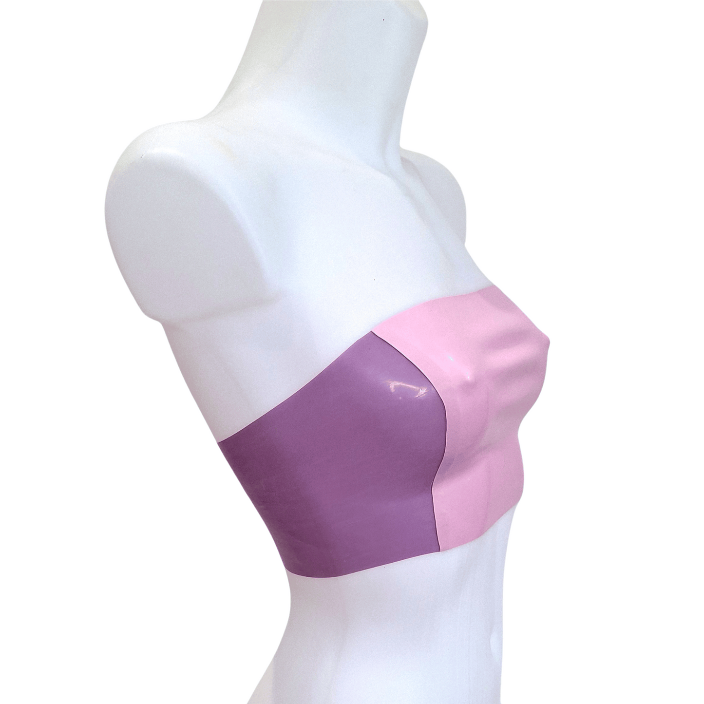 Two Colour Strapless Bandeau Latex Crop Top