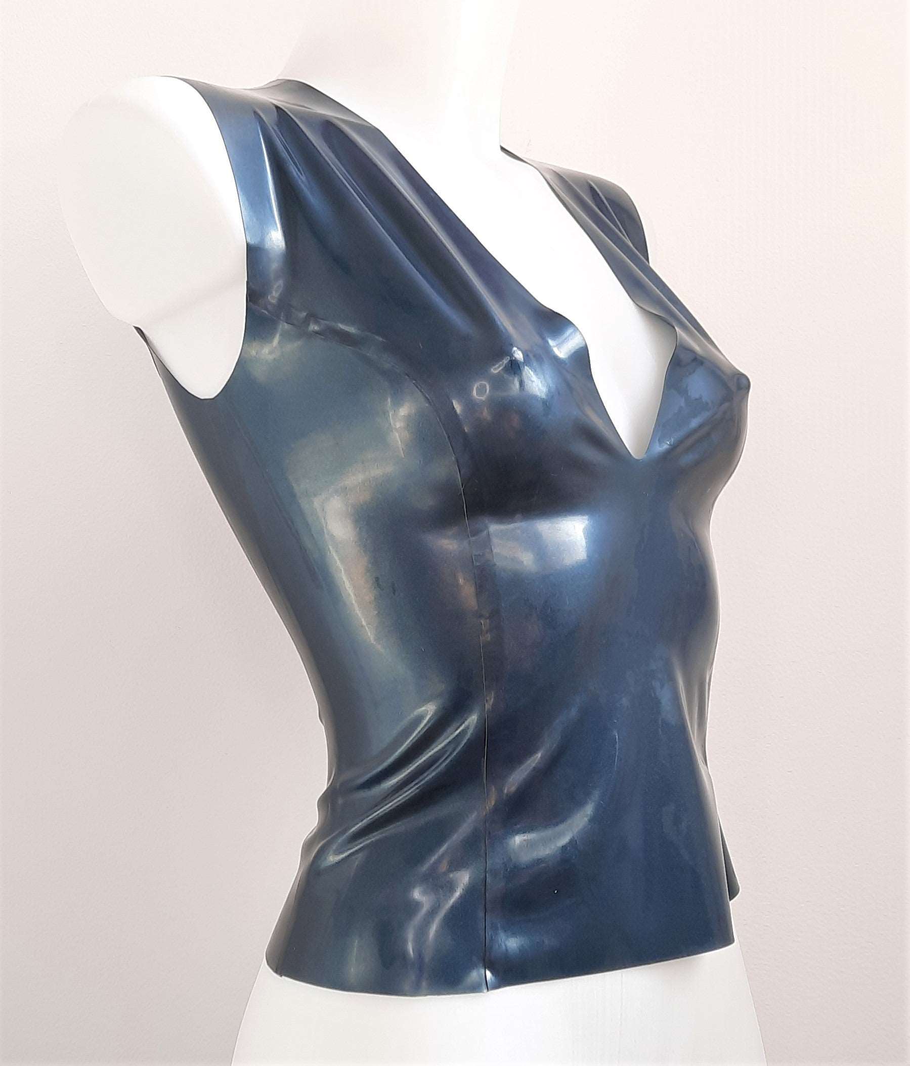 Latex Sleeveless V Neck Top