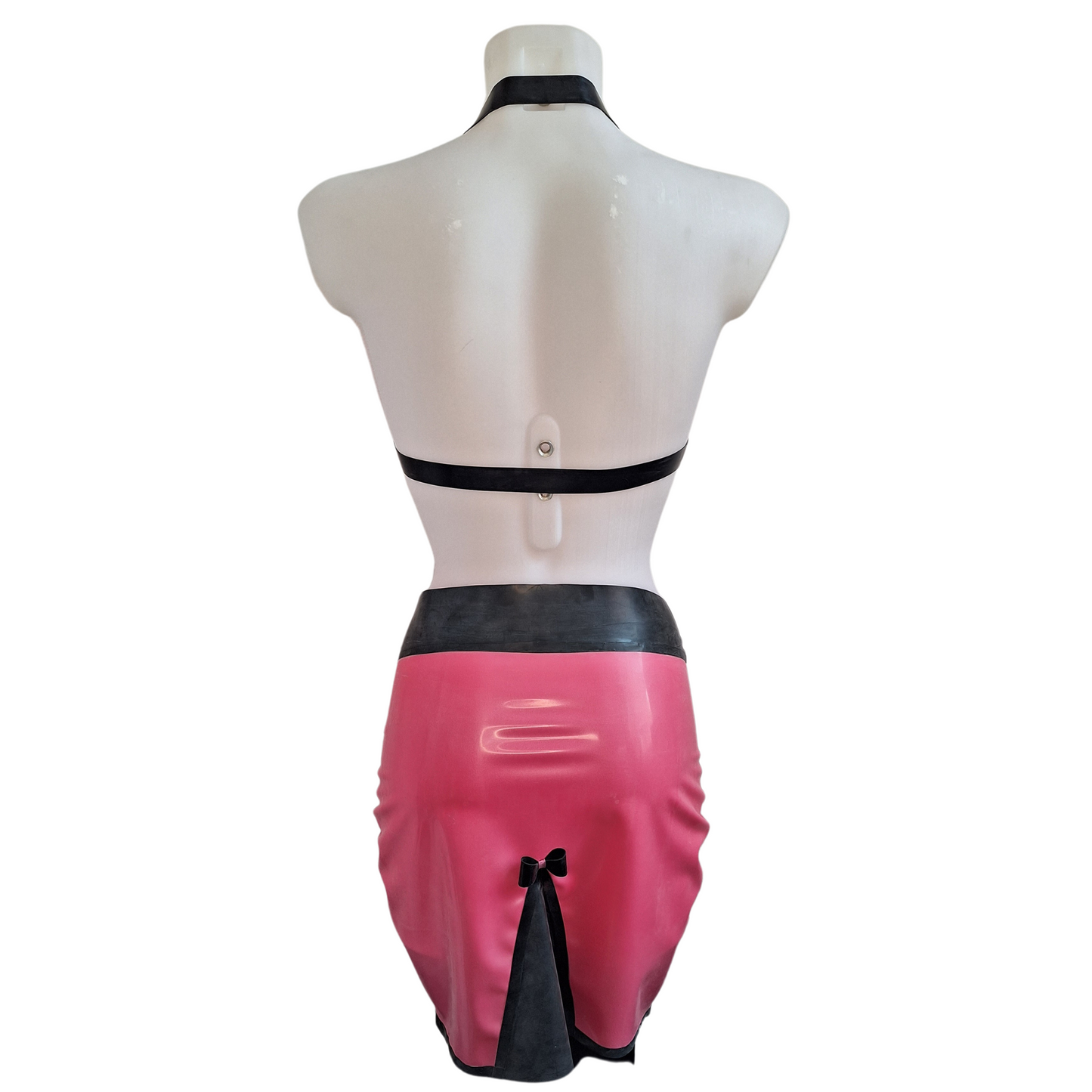 Metallic Fuchsia Pink Kick Flare Skirt & O Ring Bra Set