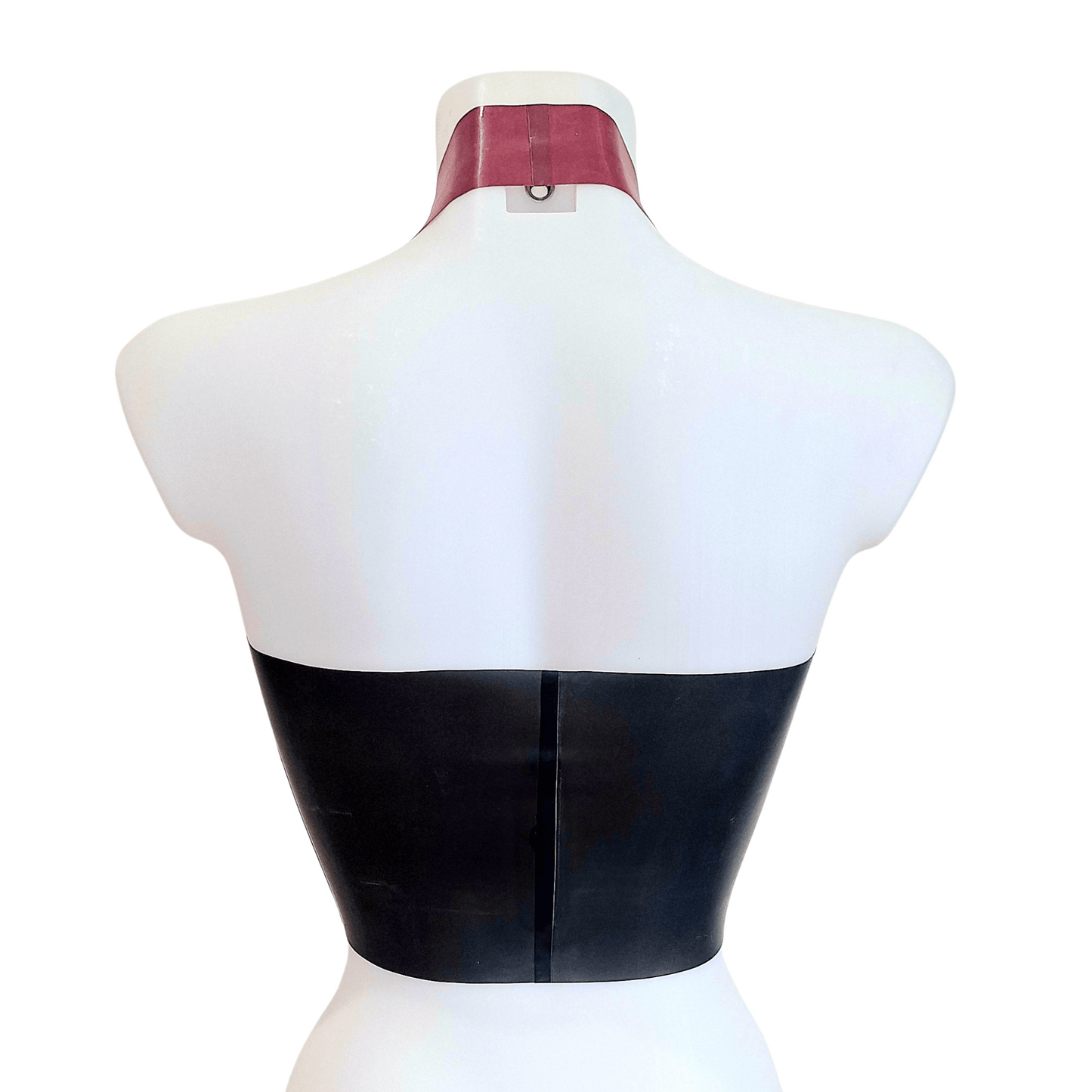 Metallic Red & Black Latex Halter Neck Crop Top