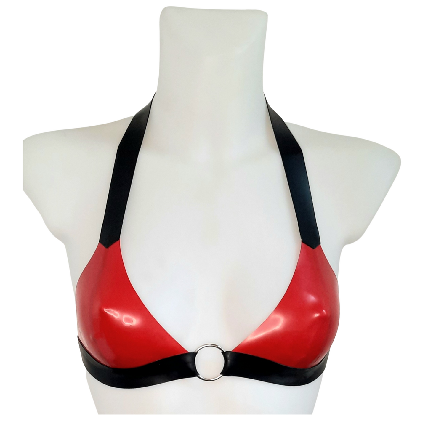 CUSTOM SIZE Black Latex O Ring Bralette Soft cup Bra STANDARD COLOURS