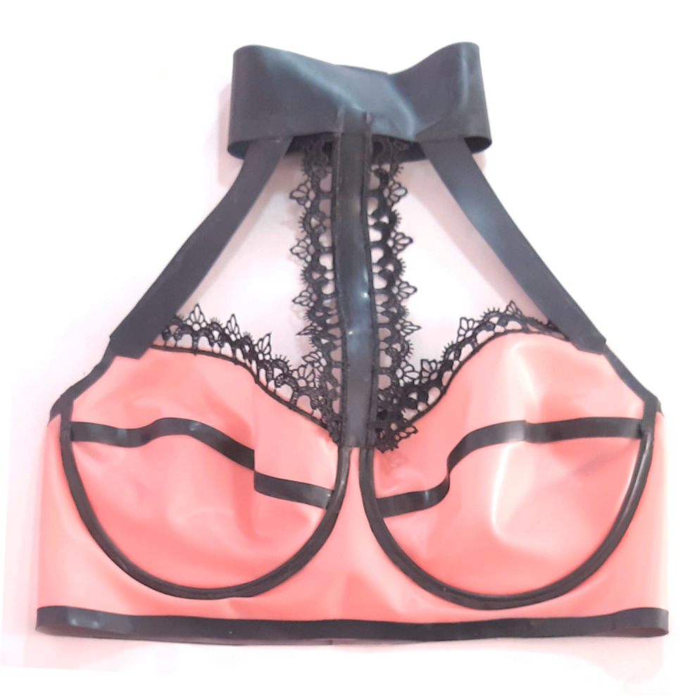 Latex & Lace Choker Harness Bra Top – Liberty Latex