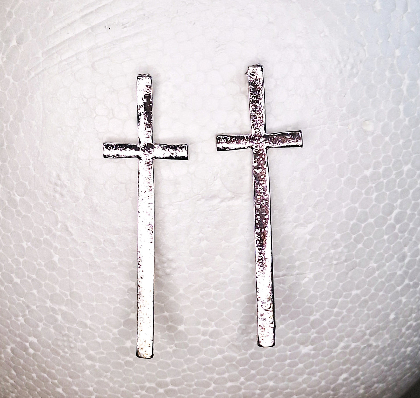 Gold or Silver Tone Cross Earring Studs