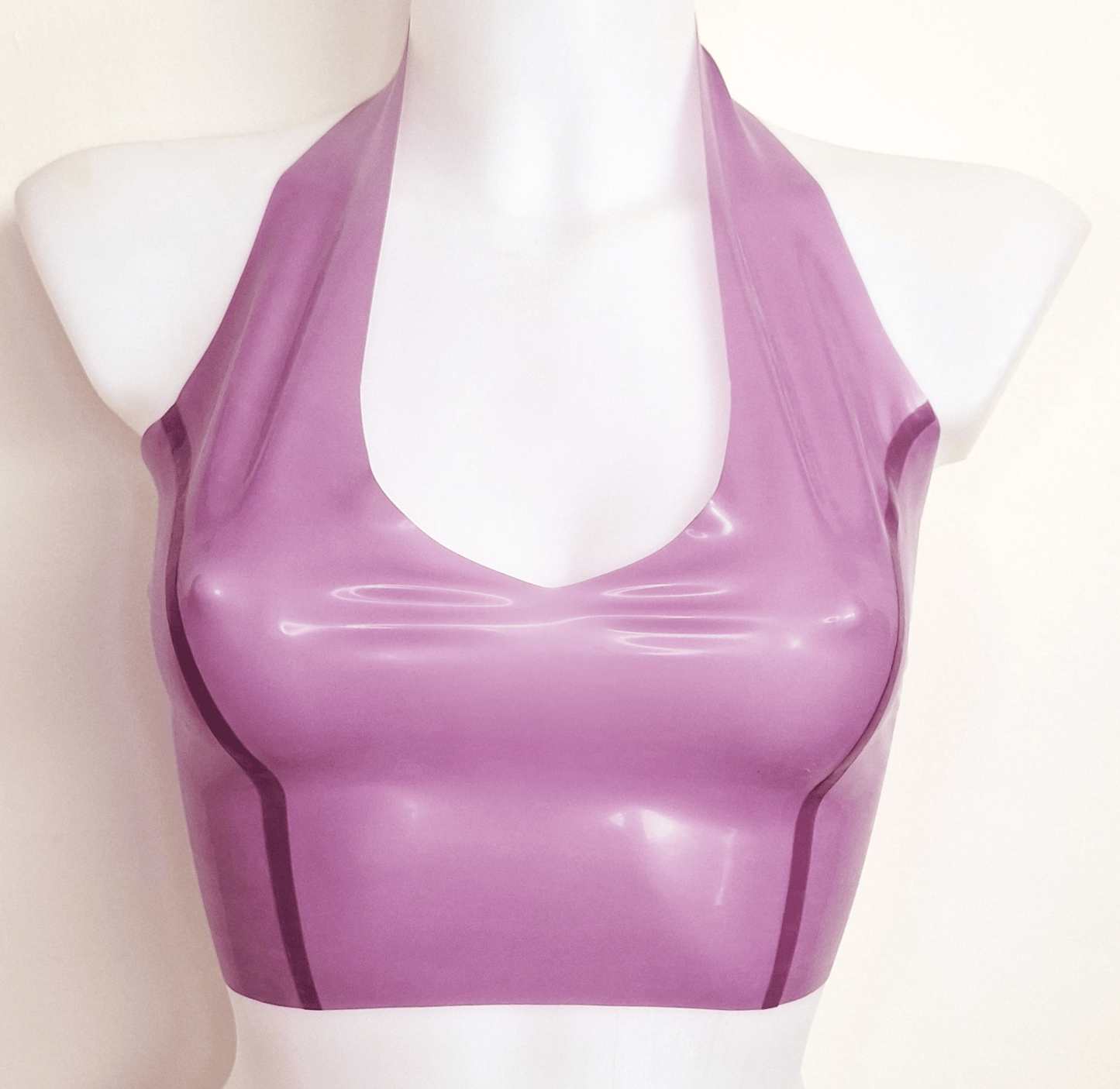 Transparent Latex Halter Neck Crop Top