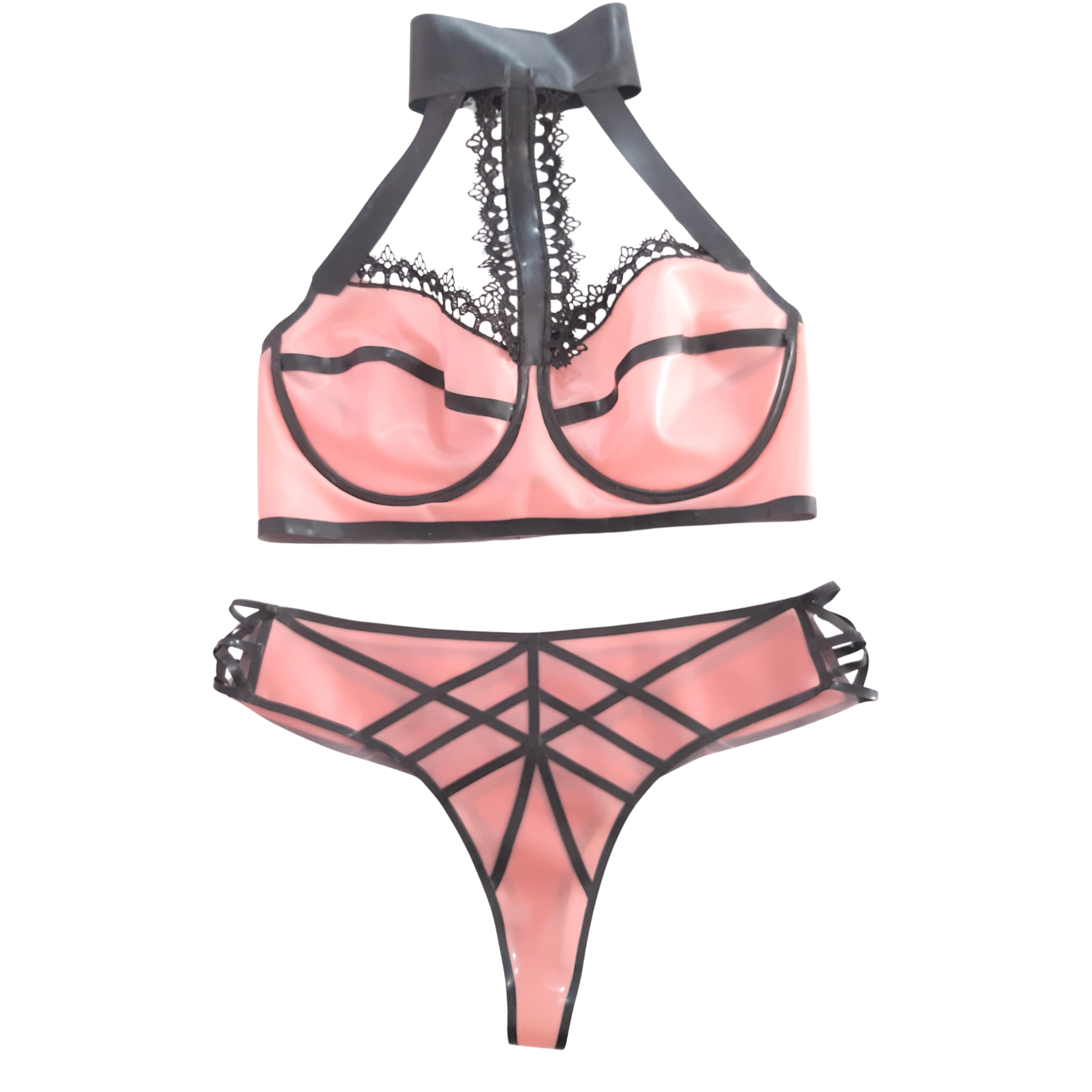 Latex & Lace Choker Harness Bra Top – Liberty Latex