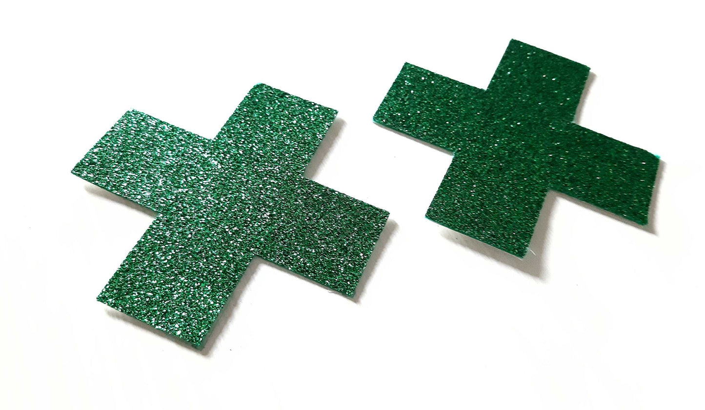 Green Glitter Cross X Nipple Pasties/Nipple Pasties