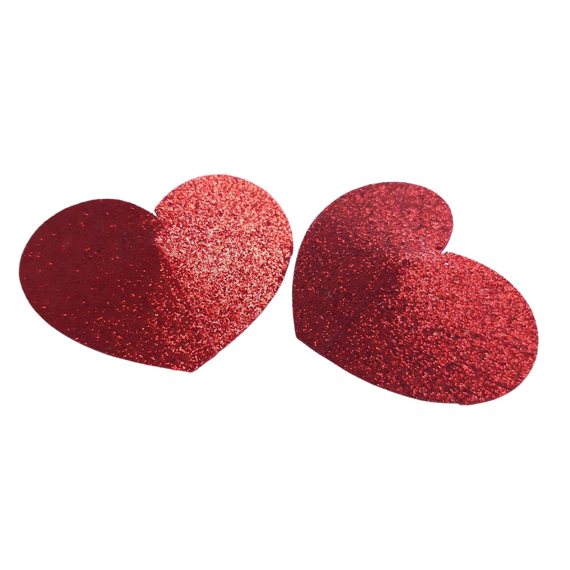 Glitter Heart Nipple Pasties - Various Colours - Self Adhesive