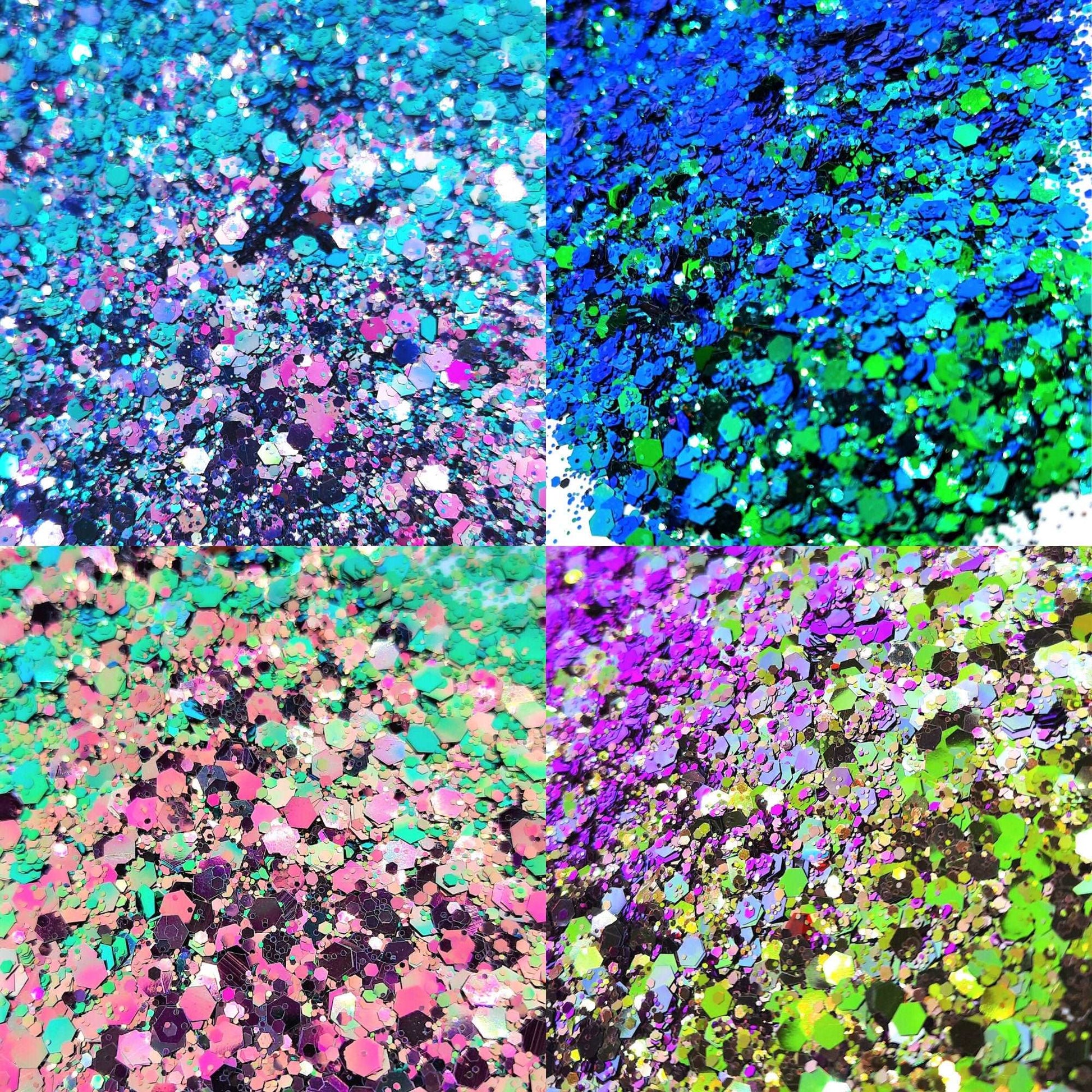 Goth Mermaid Pink & Green Holographic Festival Disco Glitter Mixed Sizes