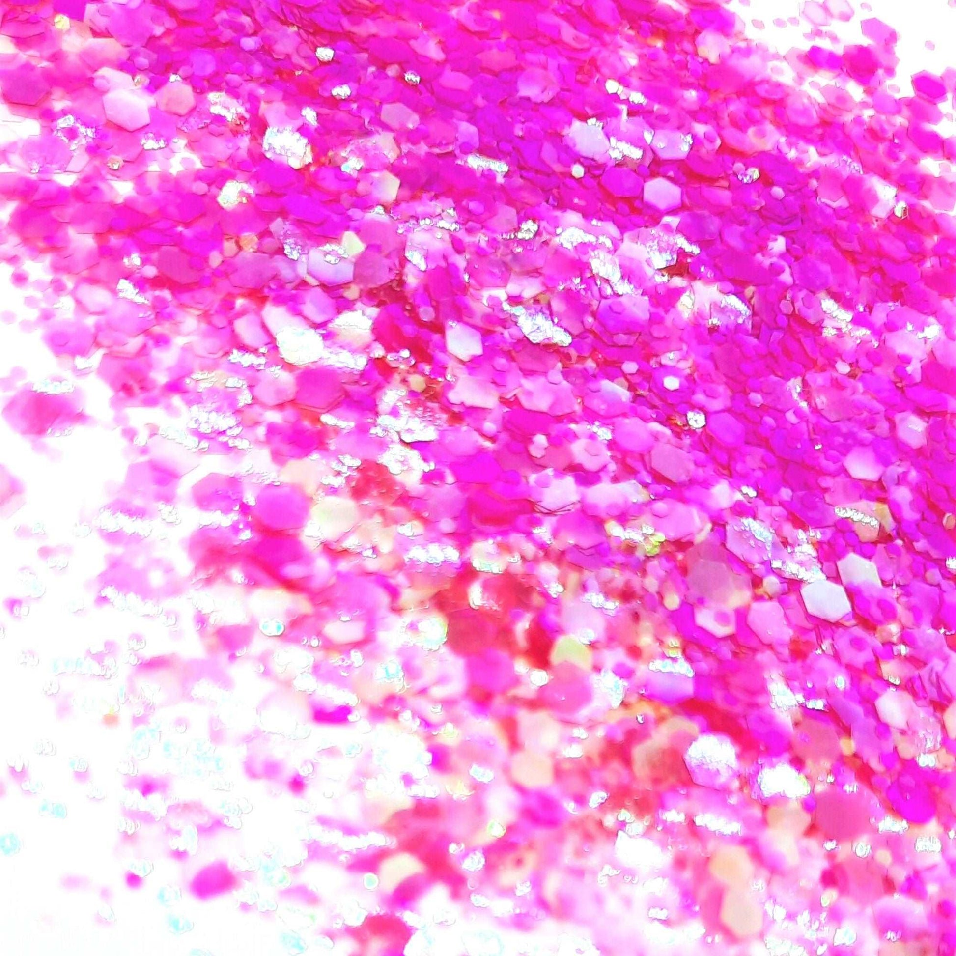 Iridescent barbie pink, mixed size cosmetic glitter