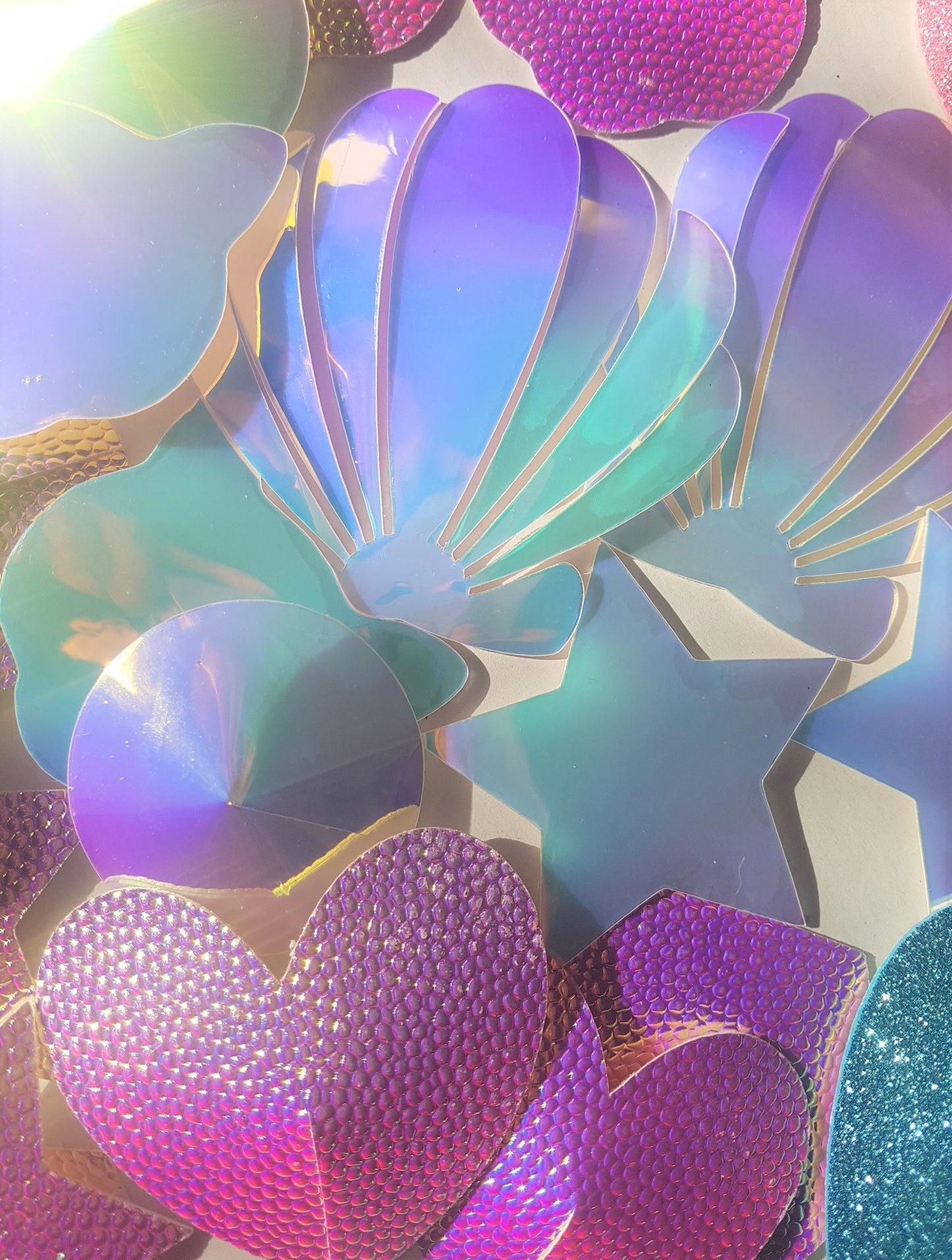 White/Blue Holographic Iridescent Star Nipple Pasties Hypoallergenic Back Stickers  Festival Stickers Body Nipple Covers Pasties