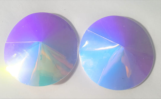 White Blue Holographic Round Nipple Pasties SML