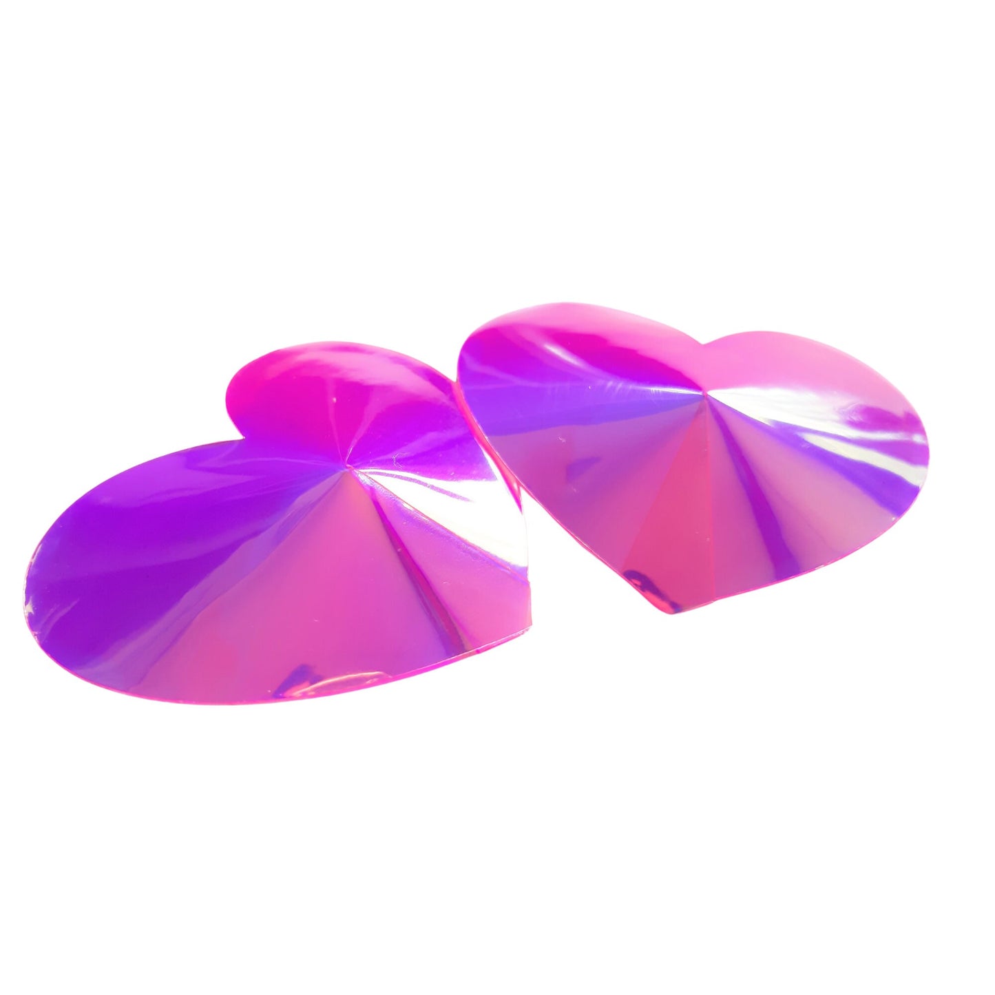 Pink Holographic Heart Nipple Pasties SML Sizes