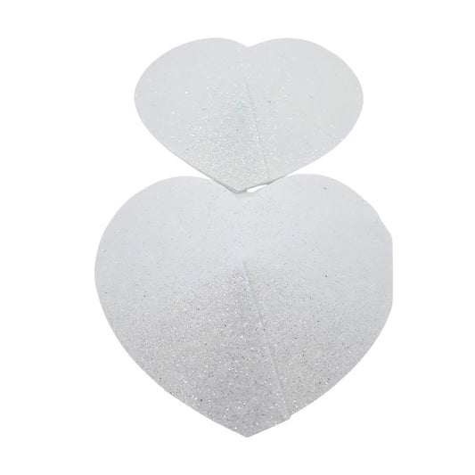 White Iridescent Glitter Heart Nipple Pasties S,M,L Sizes