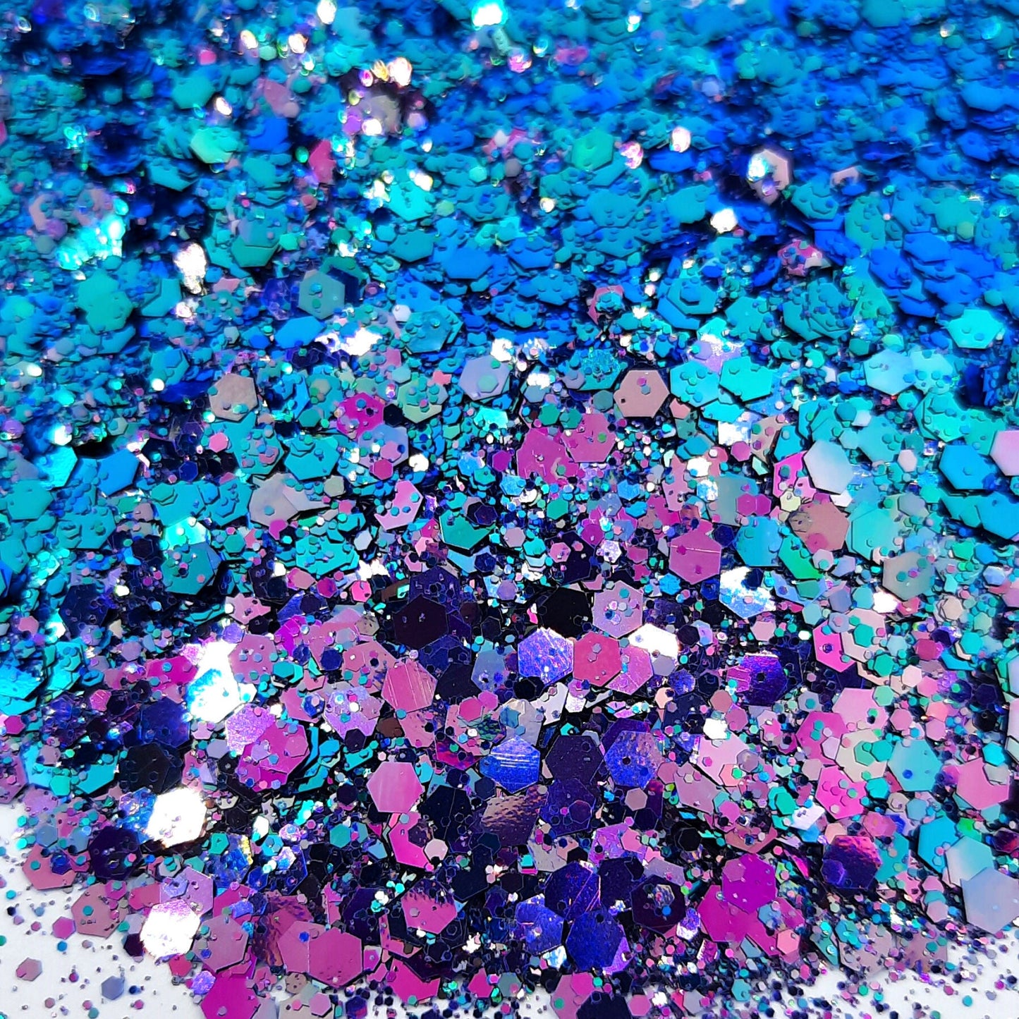 Sirius Glitter Mix  A a strong and bright colour mix of teal, blue's and purples flecked with holographic & iridescent rainbow colours, so pretty!