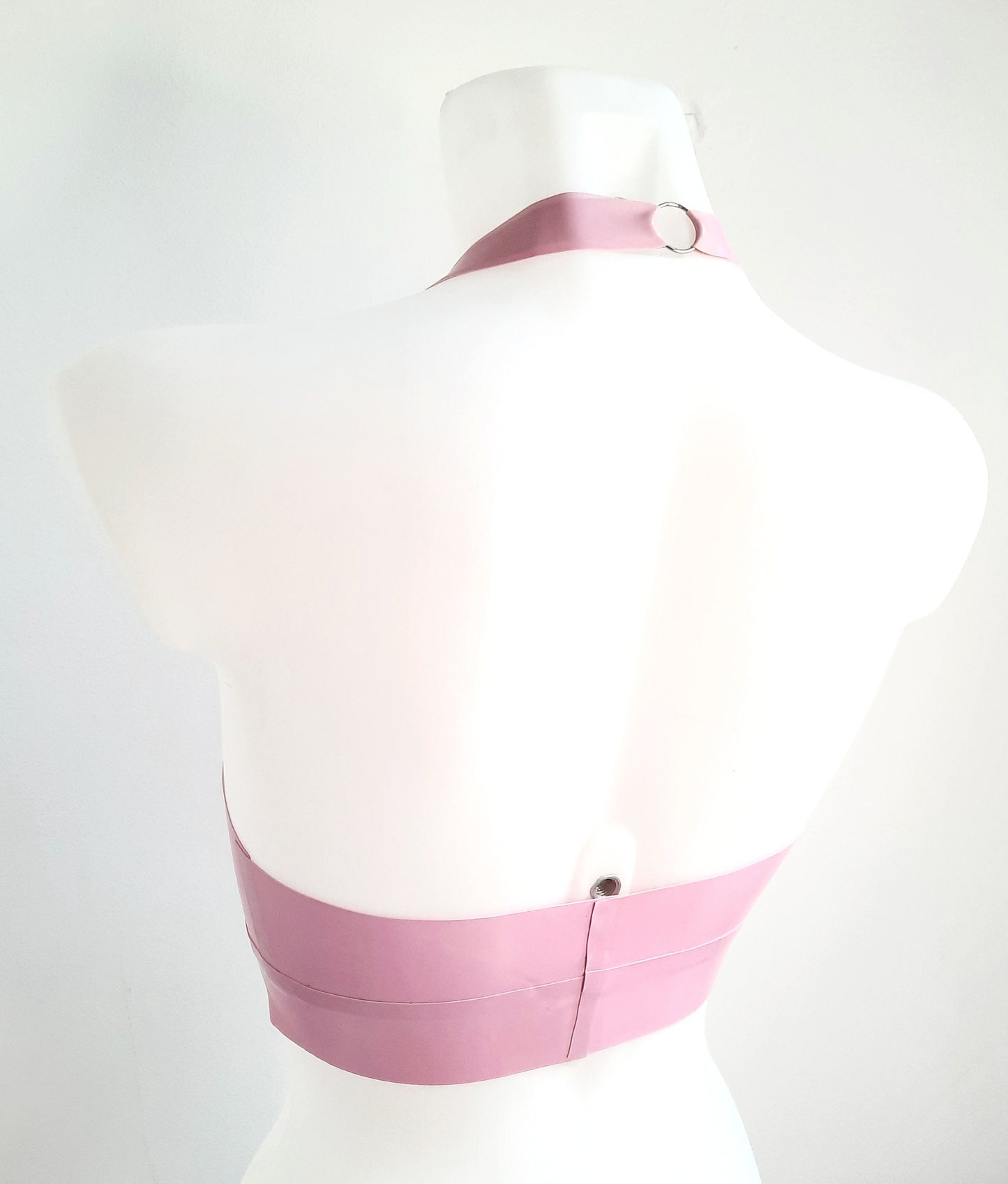 Lilac/Pink Latex Bra Top Latex Halter Neck Bralette Soft Longline Bra Top Rubber Bra